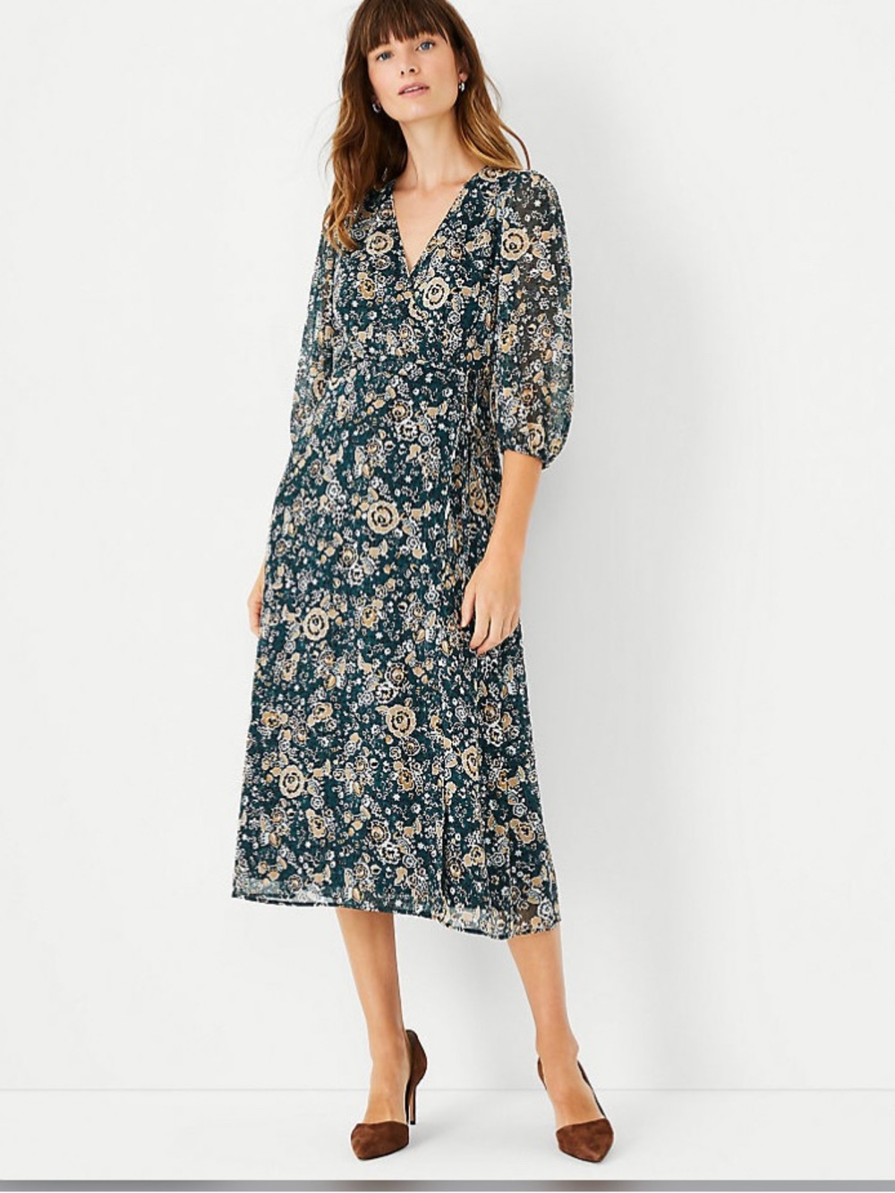Ann Taylor Floral Wrap Dress sz 8